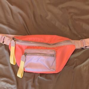 Vibrant Crossbody Bag with Pink and Yellow Accents